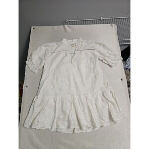 Porridge Clothing White Lace Cotton Mini Dress Tiered Boho Bridal Shower Medium